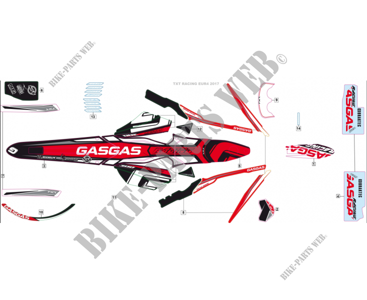STICKERS KIT for GASGAS TXT RACING 250 E4 2018